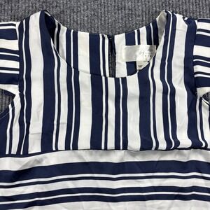 JOA Peplum Top Women Size M Navy Blue White Striped Cap Sleeve BC2154